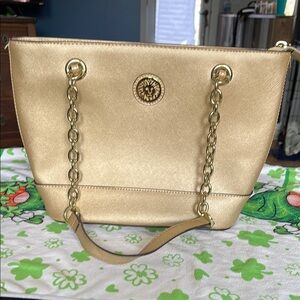Gold Tote Bag with Chain Straps Anne Klein